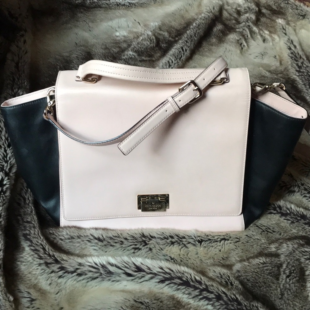 Kate Spade pink and black leather laptop bag